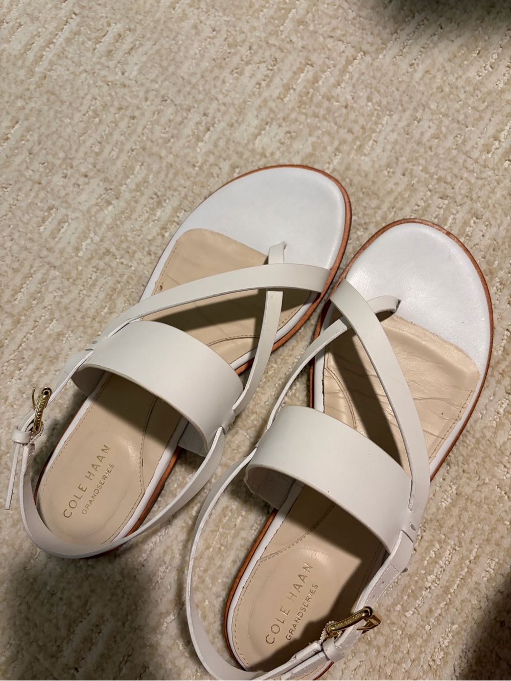 Cole Haan Women's White Leather Strappy Sandals Size 9
